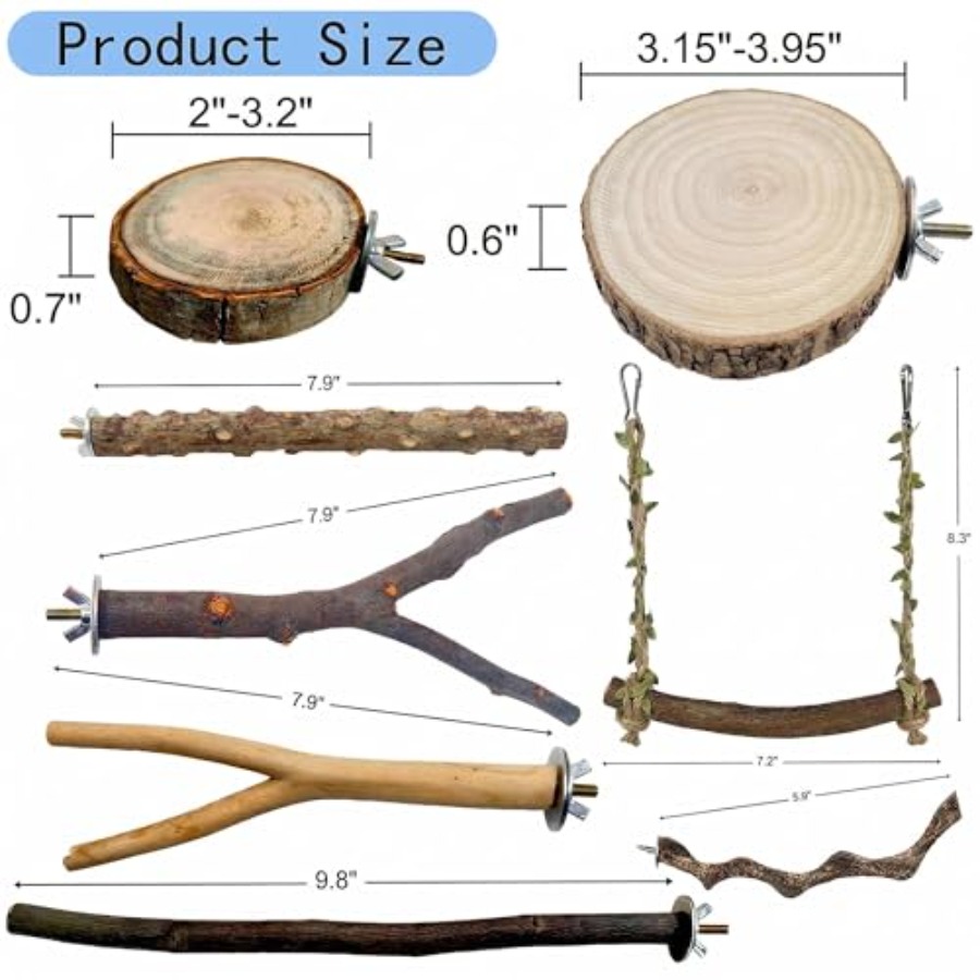 8PCS natural wood bird perches - Health & Wellness Newsletter review and price
