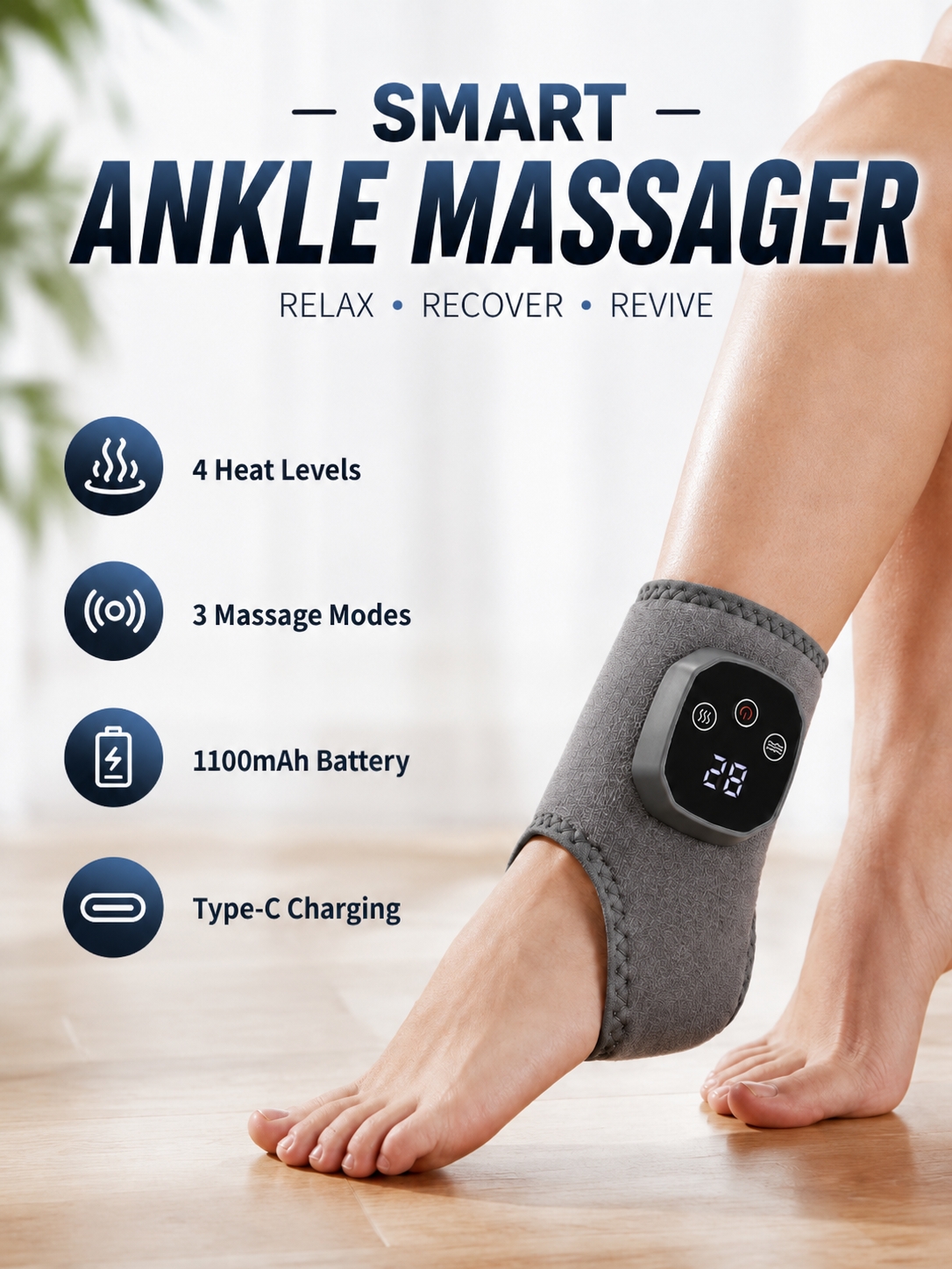 Portable Heated Ankle Massager - Ankle Brace Support review and price